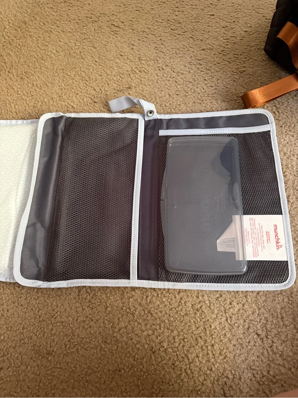 Munchkin Gray and White Travel Diaper Changing Organizer